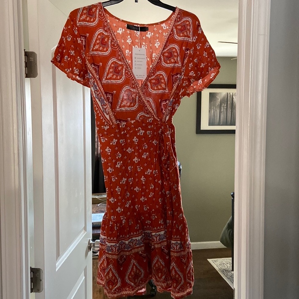 Bohemian orange and blue dress!